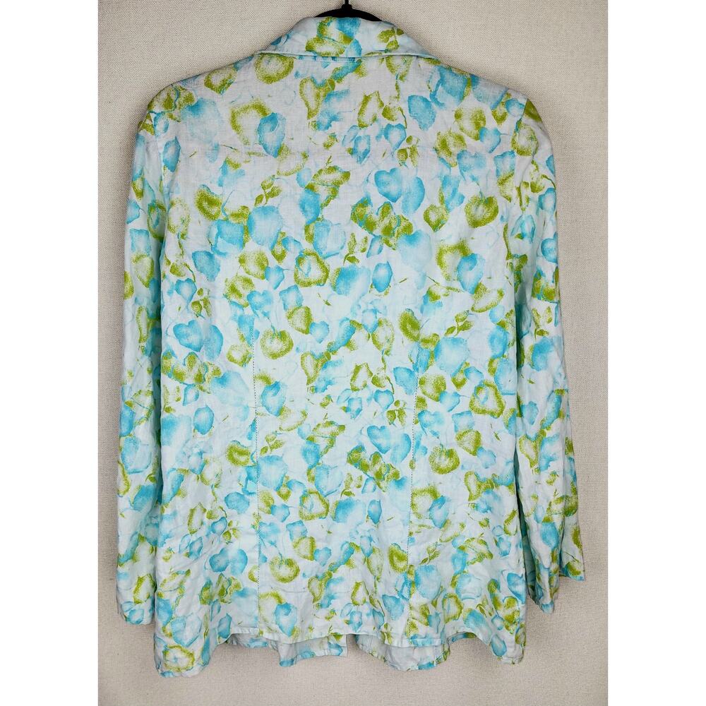 J Jill Top Women M 100% Linen tassel watercolor leaf peasant floral spring fairy - Picture 9 of 15